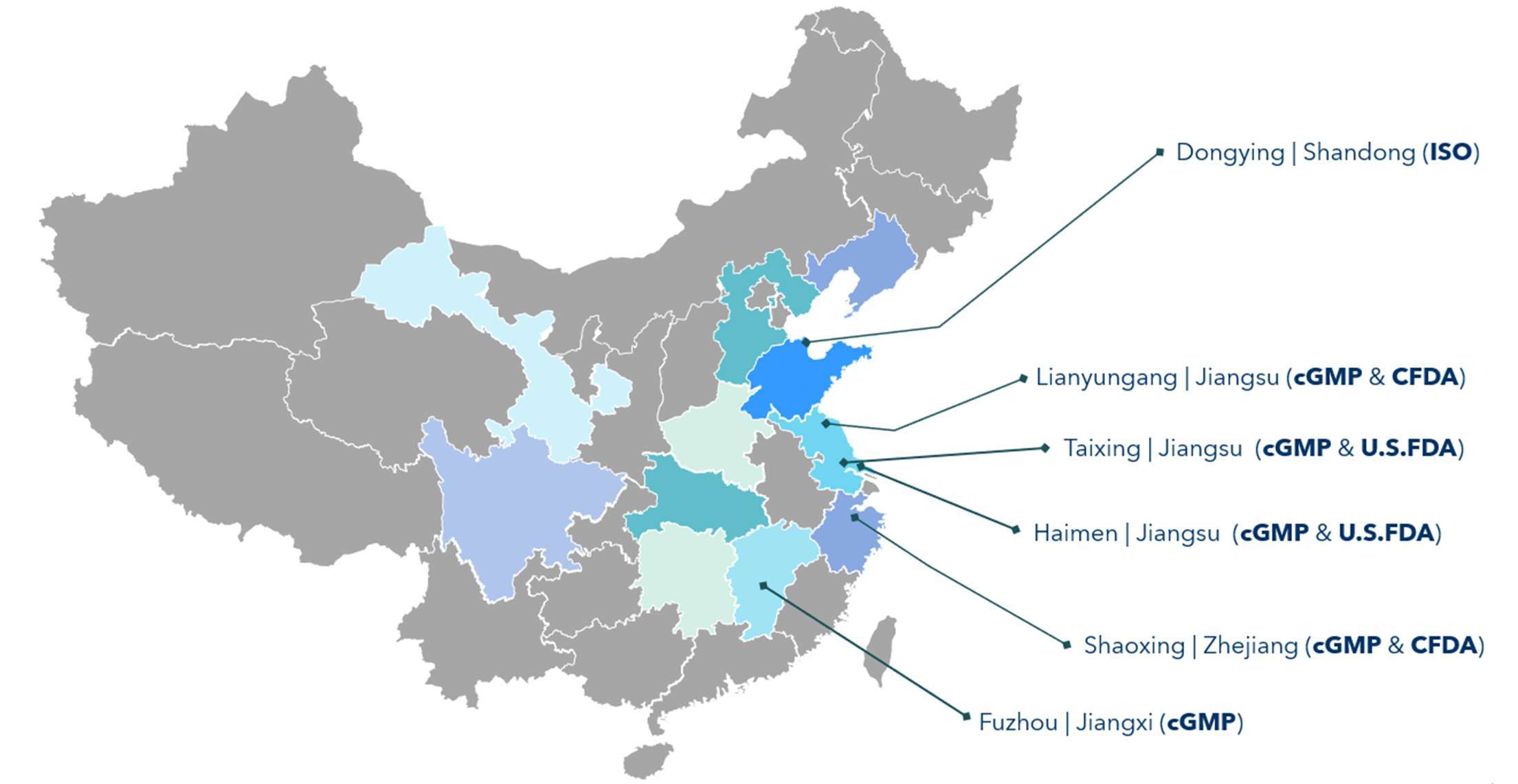 Manufacturing sites map